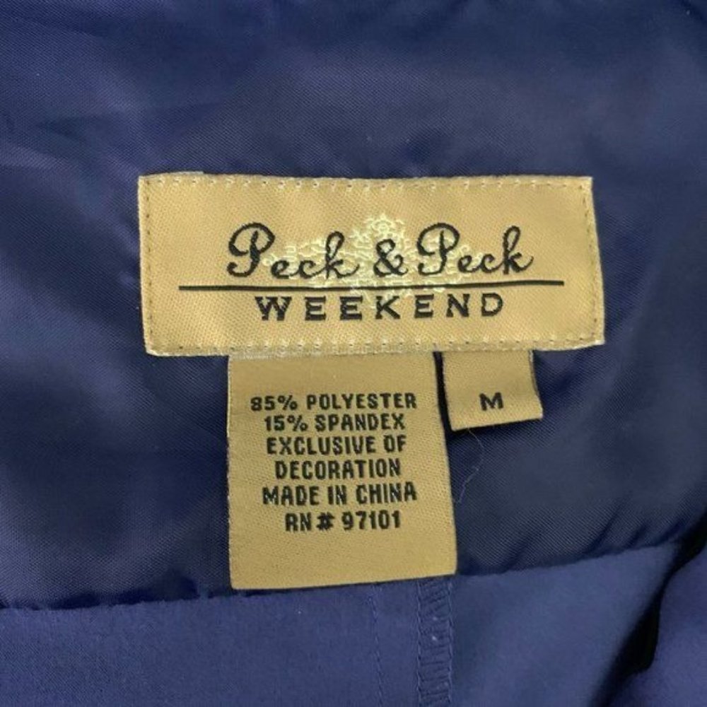 Peck Peck Weekend Half Zip Shirt Dress M Blue Short Sleeve Pockets Collared - Picture 9 of 9
